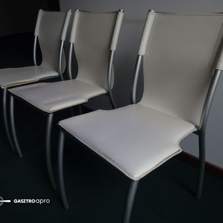 Étkezőszék, szék, műbőr - fehér színű, használt irodabútor